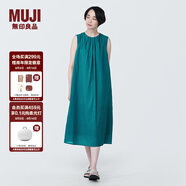 無(wú)印良品 MUJI 女式強捻無(wú)袖連衣裙女裝連身裙子夏季純棉全棉長(cháng)裙BC2JNC4S 綠色 L (165/88A)