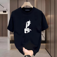 以純（YISHion）t恤潮牌短袖男夏季2025新款ins寬松重磅圓領(lǐng)純棉痞帥上衣體恤 A36-黑-噓 重磅280g S