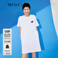 MO&Co.連衣裙鏤空愛(ài)心鑲鉆設(shè)計(jì)感露背短袖寬松T恤裙白色摩安珂 漂白色 S 160