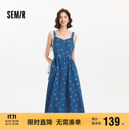 森馬（Semir）牛仔連衣裙女甜酷時(shí)尚個(gè)性2025夏元?dú)鉂M印背帶裙俏皮109325114025