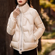 塔馳密司（touchmiss）羽絨服女2025冬季新款白鵝絨減齡保暖短款羽絨服外套 香檳色（預售） L 115-125斤左右