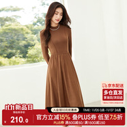 尚都比拉秋冬復(fù)古氣質(zhì)女神范打底針織連衣裙中長(zhǎng)款顯瘦a字裙 板栗棕 S 