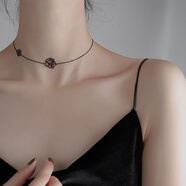 瑯清黑色玫瑰choker頸鏈女短款純銀項鏈2025新款鎖骨鏈脖子 【925純銀】黑色玫瑰花頸鏈一條