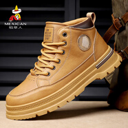 稻草人男鞋馬丁靴男士工裝鞋休閑鞋子男雪地靴 黃色 42
