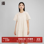 播春夏季新款荷葉袖娃娃裙可愛風(fēng)圓領(lǐng)連衣裙女DDQ2LD5020 W20月白色 XL