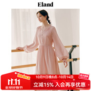 ELAND衣戀連衣裙女氣質(zhì)泡泡袖荷葉裙擺夏季新品 26-桃粉(偏深） L 170