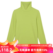 雲(yún)上生活秋冬復古休閑磨毛暖絨打底衫溫暖內搭長袖高領T恤T6676F 黃綠色 L