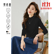 梵希蔓半高領(lǐng)打底衫內(nèi)搭上衣2025春秋新款修身顯瘦職業(yè)裝長(zhǎng)袖t恤 71351 黑色 XL