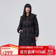 艾萊依新款大翻領(lǐng)鴨絨亮面羽絨服女小眾設(shè)計(jì)感中長(zhǎng)款寬松蝴蝶結(jié)外套 炭黑 S 155【建議90-115斤】