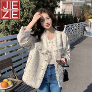 JEZE白色小香風(fēng)外套女2025新款春名媛設(shè)計感寬松休閑彩色波點 彩色波點小香風(fēng)【z】 M 95-110斤