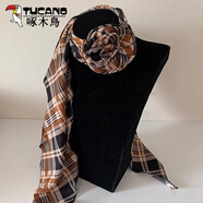 啄木鳥(niǎo)（TUCANO）美式復古豹紋絲巾玫瑰花絲巾百搭裝飾薄款早秋圍巾時(shí)尚氛圍感領(lǐng)巾 格紋玫瑰花絲巾