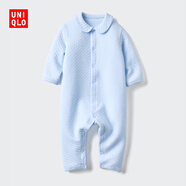 優(yōu)衣庫嬰幼兒寶寶壓線連體衣長袖爬爬服嬰兒衣服25秋冬新款478819 60 淺藍色 80cm