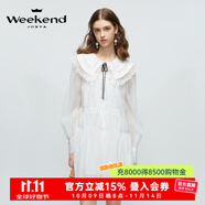 卓雅周末（JORYA weekend）海鹽茉莉|24春季新款蕾絲拼接娃娃領(lǐng)蝴蝶結(jié)燈籠袖連衣裙EJWEAN39 白色 L