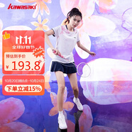 kawasaki川崎羽毛球服女款速干T恤運動短裙繁花似錦套裝A2808 霜白 2XL 