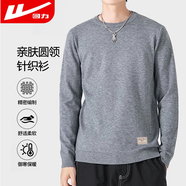 回力圓領(lǐng)毛衣男冬季潮流保暖打底衫男寬松套頭百搭針織衫男