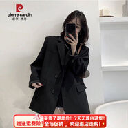 皮爾卡丹黑色西裝外套女2025年春秋新款韓版寬松小個(gè)子西服套 黑色 S