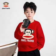 大嘴猴（paul frank）童裝衛衣2025秋冬款男女童舒適保暖多色中大童潮流百搭外套 249F紅色 150