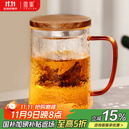 雅集茶具玉琮錘紋泡茶杯茶水分離玻璃杯辦公室喝茶杯子個(gè)人木蓋杯子