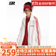 ER【明星同款】男套裝女條紋撞色加絨衛(wèi)衣潮牌運(yùn)動服校園風(fēng)情侶裝 白色套裝(內(nèi)里加絨) M