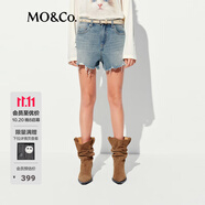 MO&Co.牛仔短褲夏做舊風手工磨破潑墨精裁中低腰MBE2SOTT05 牛仔藍色 M /M