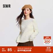 森馬（Semir）森柔毛衫|毛衣女圓領(lǐng)純色打底衫簡(jiǎn)約休閑冬季溫柔系絞花百搭 奶白10501 XL