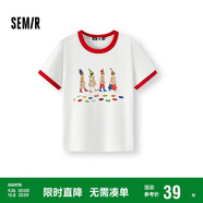 森馬（Semir）哈利波特聯(lián)名短袖T恤女短款2025夏季修身撞色套頭衫109325100045