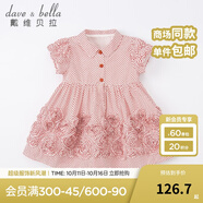 戴維貝拉（DAVE＆BELLA）寶寶女童夏裝兒童圓點(diǎn)短袖連衣裙 夏季女寶寶公主裙 幼兒小童裙子 紅色波點(diǎn) 4T/100cm(建議身高90-100cm)