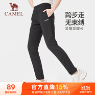 駱駝（CAMEL）直筒運(yùn)動褲女子休閑針織衛(wèi)褲長褲 CB2225L0783B 黑色 M