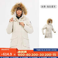迪卡儂（DECATHLON）男女防風(fēng)防水外套加厚保暖棉衣棉服棉襖男中長(cháng)款派克大衣NH900 女款-淺白堊灰-SH900 2XL