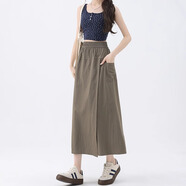 以純（YISHion）美式工裝裙褲女夏2025新款a字半身裙高腰休閑九分春秋山本闊腿褲 咸菜綠【高品質(zhì)】 S 80-100斤