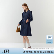 范思藍(lán)恩23FS13099法式氣質(zhì)設(shè)計(jì)感長(zhǎng)短款牛仔連衣裙春秋新款 牛仔藍(lán)（短款） S