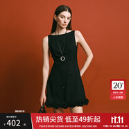 范思藍(lán)恩ECHO輕奢系列醋酸花瓣釘珠連衣裙2025夏新款小白裙2004 黑色 XS