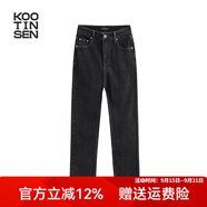 古田森女裝高腰休閑煙灰色牛仔褲子九分直筒褲女1S2007 煙灰色 26