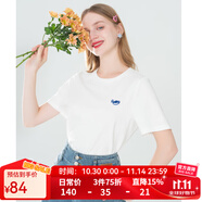 LAGOGO白色休閑純棉百搭T恤女拉谷谷夏季新款正肩圓領(lǐng)短袖上衣 本白色(V1) XL