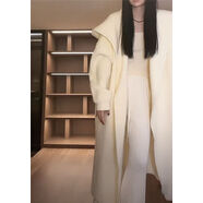 慵懶風(fēng)斗篷披肩牛油果綠色連帽長款厚針織開衫大毛衣外套女春秋季 米白色 2XL 2XL