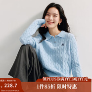 茵曼（INMAN） 毛衣女POLO領(lǐng)秋冬套頭針織衫通勤長(zhǎng)袖毛衣 淺藍(lán)色 L