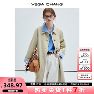 VEGA CHANG風(fēng)衣女款2025新款春秋英倫風(fēng)中長(zhǎng)款寬松外套 卡其色 S