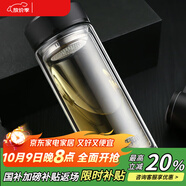 富光拾喜雙層玻璃杯防燙茶杯直身商務(wù)車載便攜帶濾網(wǎng)大容量辦公杯子800ml