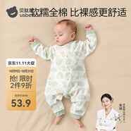 貝肽斯嬰兒衣服秋季新生兒連體衣寶寶四季款純棉長袖嬰兒睡衣空調(diào)哈衣 趣味小恐龍-中開 80cm