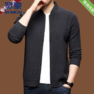 羅蒙（ROMON）針織開(kāi)衫外套男士秋冬季新款羊毛絨衫棒球領(lǐng)中青年休閑毛衣外套男 灰色 603棒球領(lǐng) L 175/92A建議【135-150斤】穿
