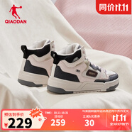 喬丹QIAODAN【風(fēng)向】板鞋女高幫皮革運(yùn)動(dòng)鞋潮流休閑鞋 云粉色鐵灰色（加絨版） 35