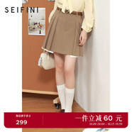 詩(shī)凡黎（'SEIFINI）詩(shī)凡黎復(fù)古風(fēng)A字百褶裙2025年春季新款顯瘦時(shí)尚百搭通勤西裝短裙 棕色 L