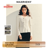 MAXRIENY精致日常風(fēng)修身顯瘦v領(lǐng)針織上衣 米白 S
