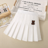 鐳鐳鴨女童半身裙百褶裙春秋新款兒童秋裝短裙女孩中大童白色學(xué)院風(fēng)裙子 白色西裝料(安全褲) 150 尺碼(適合140cm左右穿著(zhù))