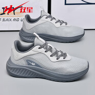 雙星（DOUBLE STAR）男鞋運動(dòng)鞋男款2025新款學(xué)生網(wǎng)面透氣輕便防滑休閑跑步鞋 66556淺灰 單網(wǎng) 41