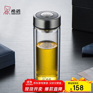 希諾（HEENOOR）雙層玻璃杯高檔商務辦公車載水杯男家用透明泡茶杯子 345mL
