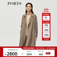 PORTS 寶姿秋冬新品優(yōu)雅長袖中長大衣ALM9C024NZF078 駝色 S (4)