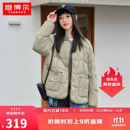 坦博爾羽絨服女短款翻領(lǐng)韓版寬松女士燈芯絨外套TD236266 奶茶棕 165 