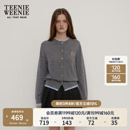 Teenie Weenie小熊秋季綿羊毛軟糯毛針織開(kāi)衫簡(jiǎn)約通勤毛衣外套女裝 深灰色 M (165)