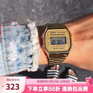卡西歐（CASIO）手表 小春同款 情侶經(jīng)典復(fù)古小方塊 時尚學(xué)生表小金表 A168WG-9W